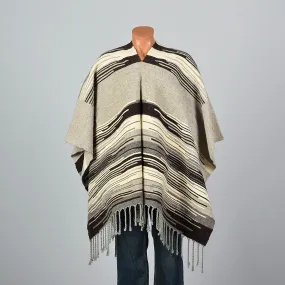 1970s Mens Mexican Wool Blanket Poncho