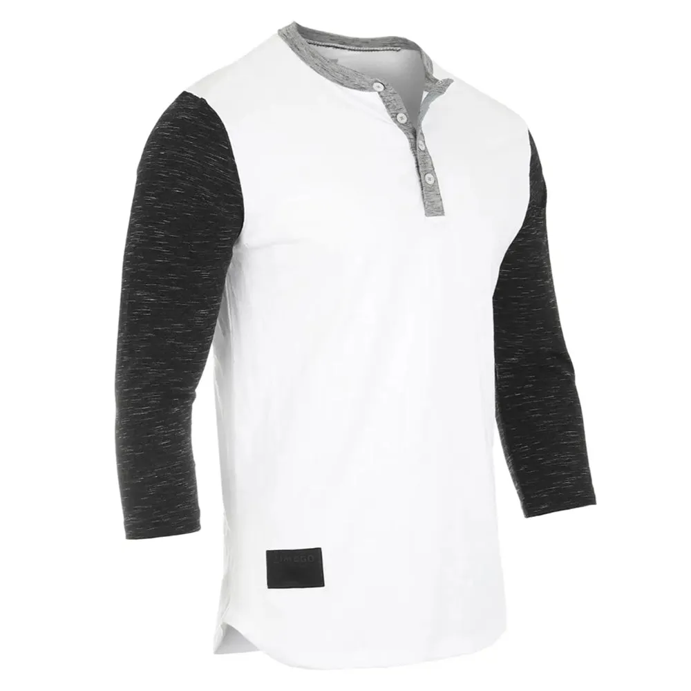 3/4 Sleeve Henley Baseball Active Casual T-Shirt