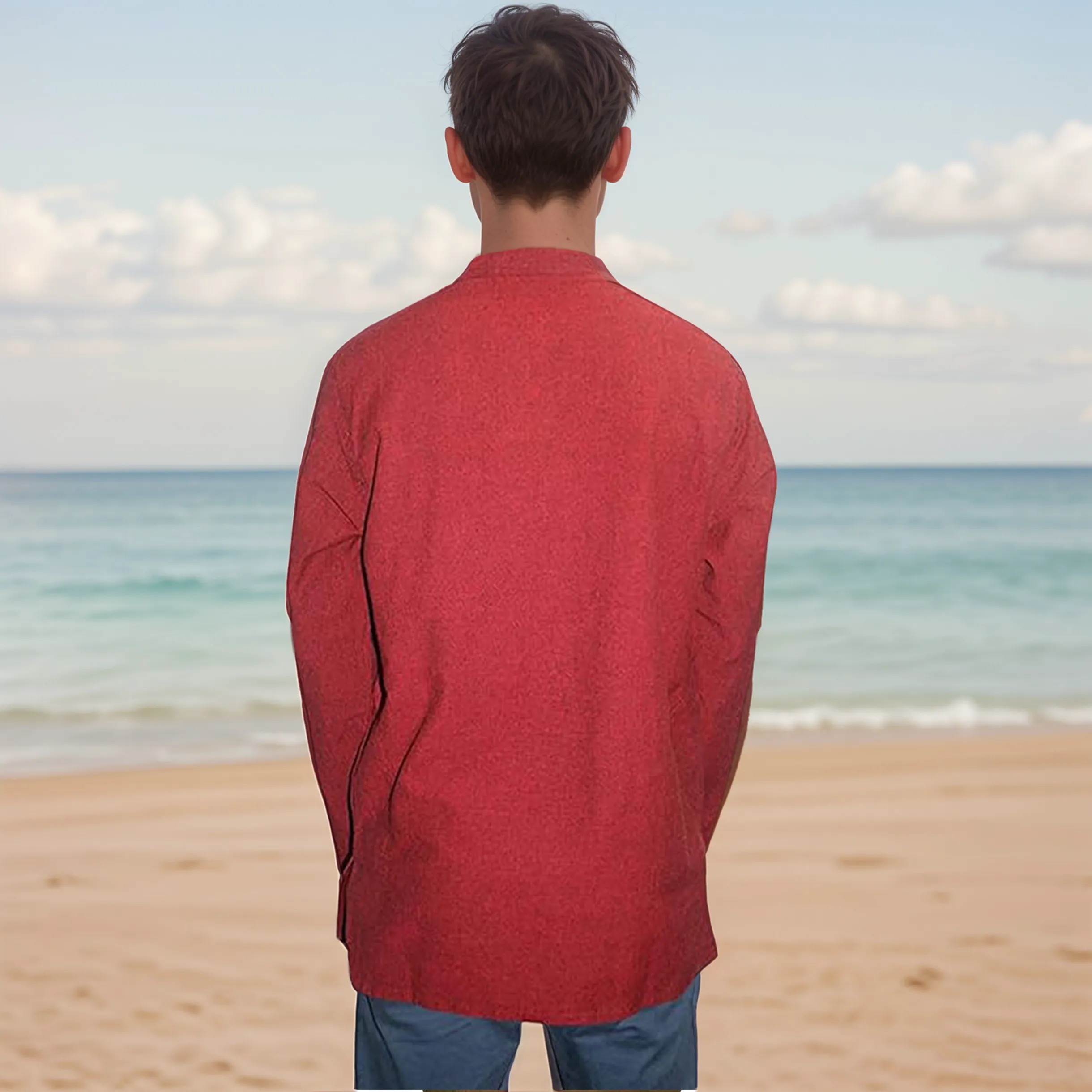 543 MS Men's 3 button Henley Tunic Shirt