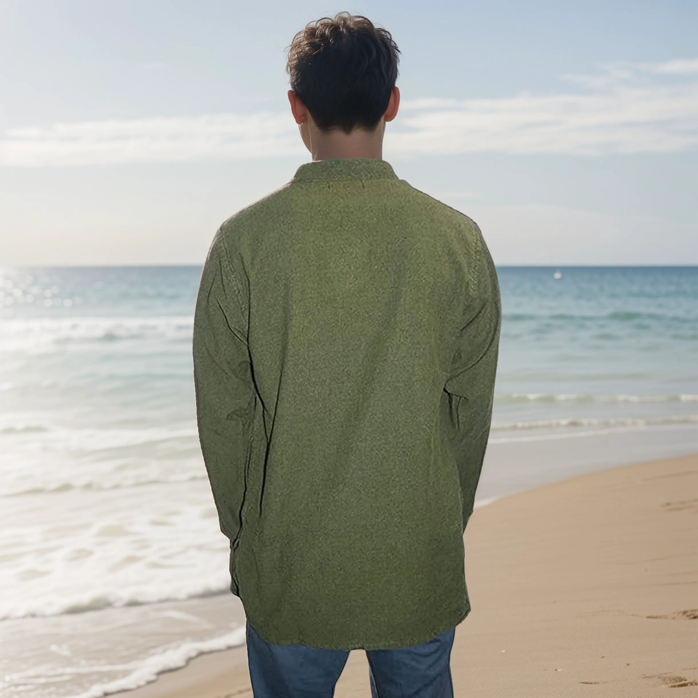 543 MS Men's 3 button Henley Tunic Shirt
