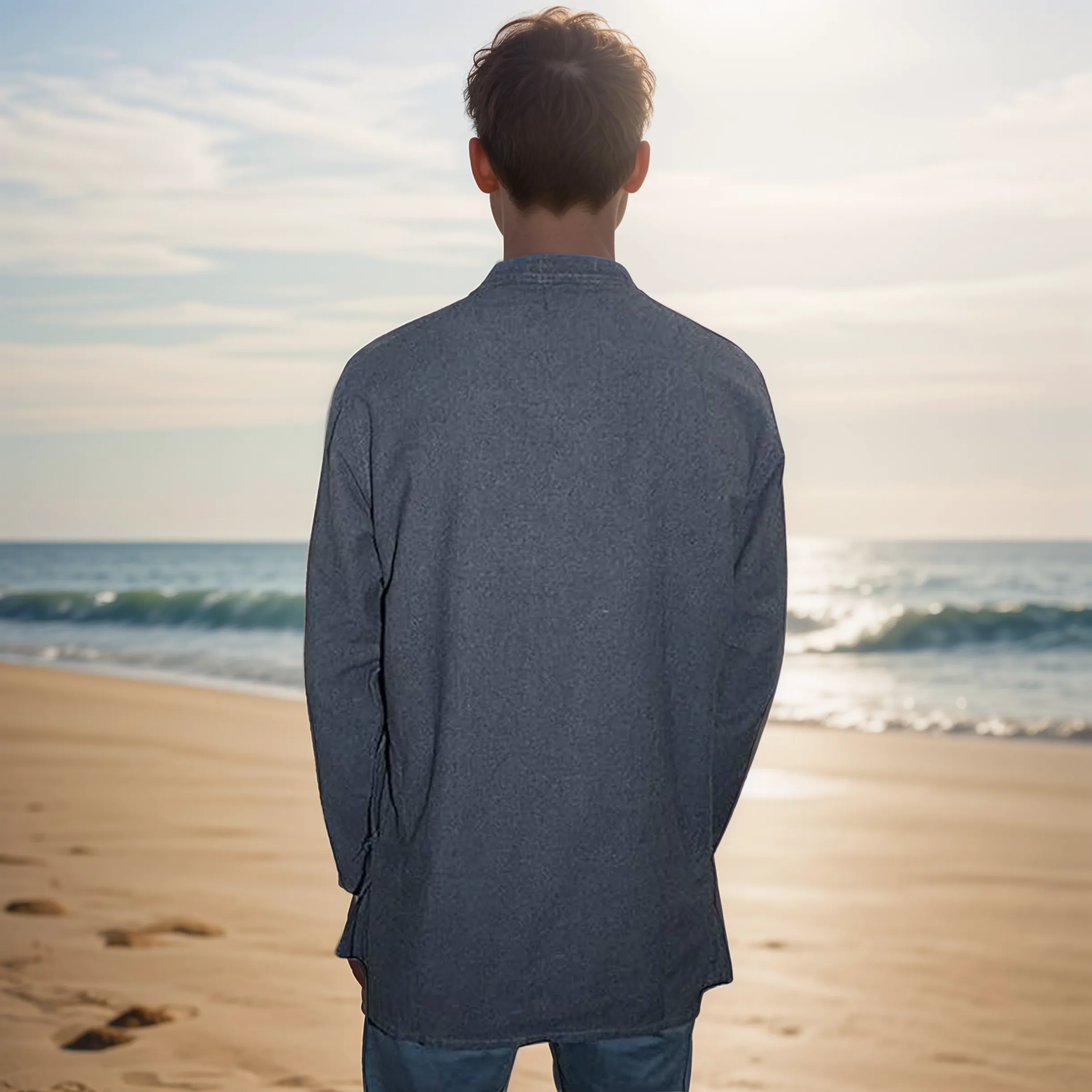 543 MS Men's 3 button Henley Tunic Shirt