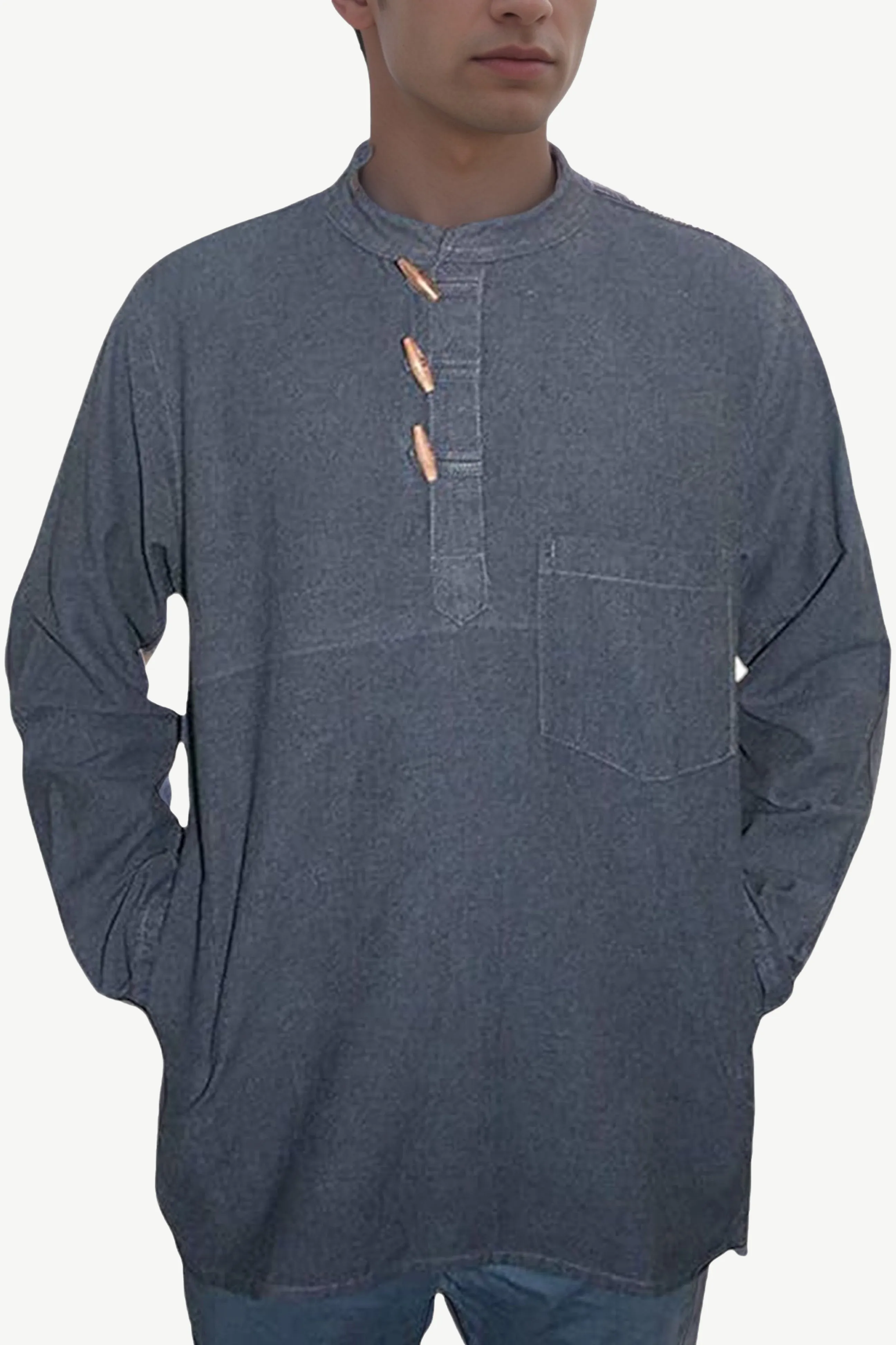 543 MS Men's 3 button Henley Tunic Shirt