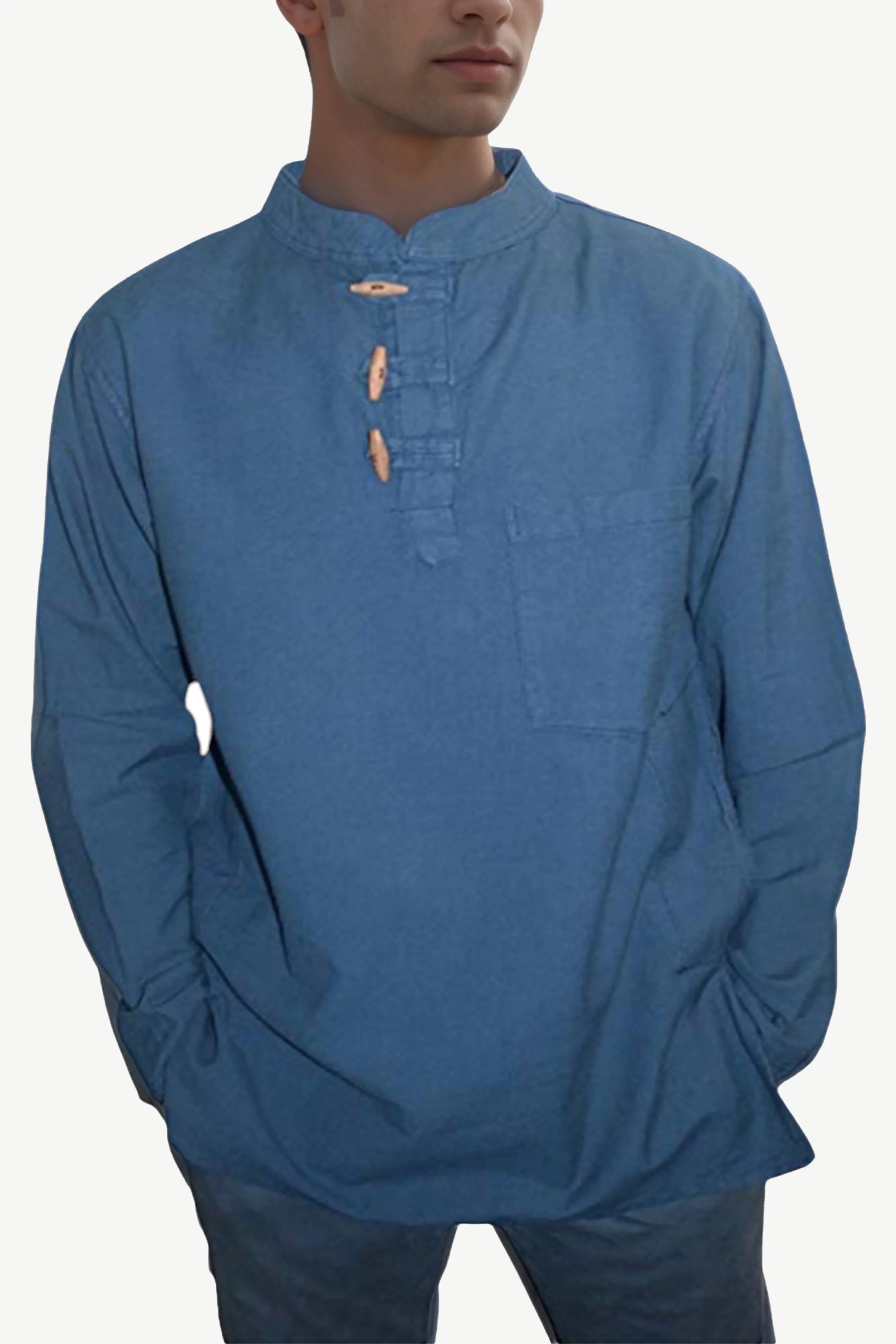 543 MS Men's 3 button Henley Tunic Shirt