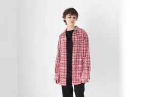 90s Woven Cotton Checked Oversized Shirt