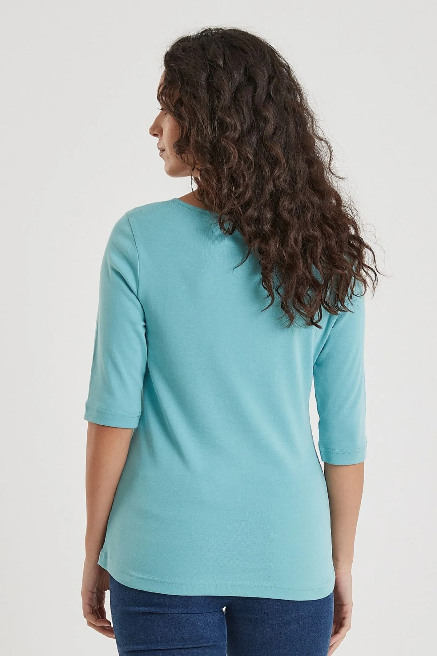 Adini 312508 Sandi Aqua Blue Henley Style Top