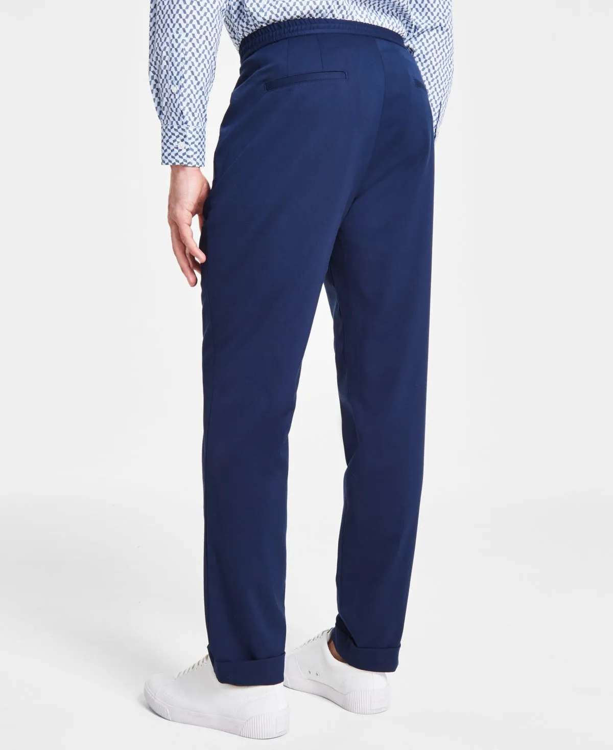 Alfani Mens Regular fit Dress Pants 33 / 30 Blue Solid Stretch