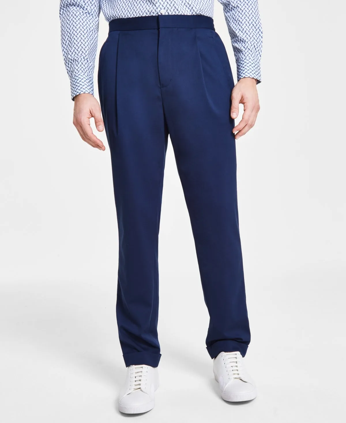 Alfani Mens Regular fit Dress Pants 33 / 30 Blue Solid Stretch