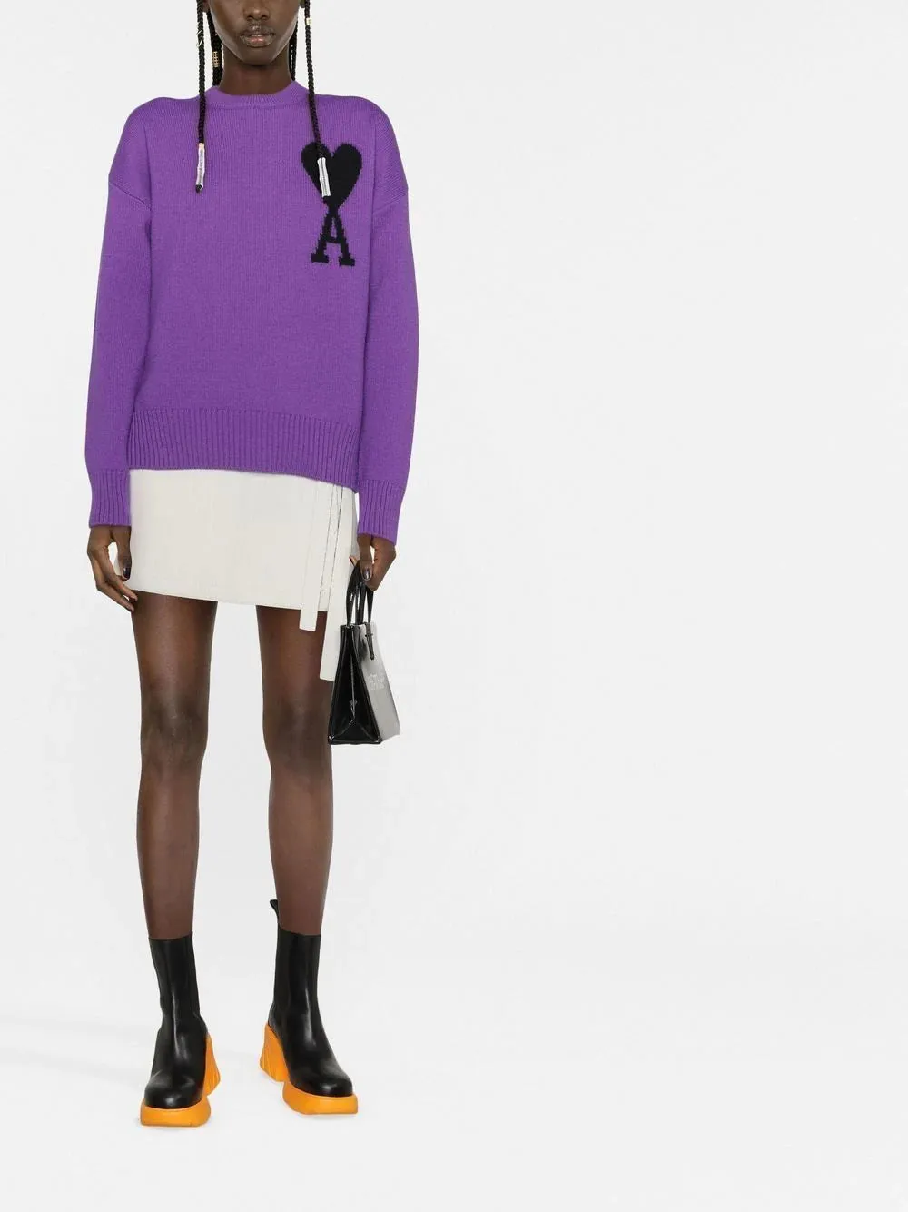 AMI PARIS Ami De Coeur Unisex Crewneck Sweatshirt Purple/Black