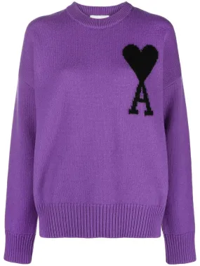 AMI PARIS Ami De Coeur Unisex Crewneck Sweatshirt Purple/Black
