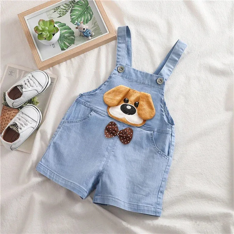Animal Pattern Denim Overalls For Toddlers