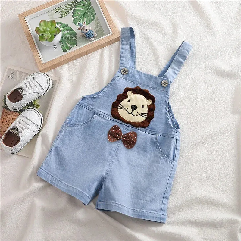 Animal Pattern Denim Overalls For Toddlers
