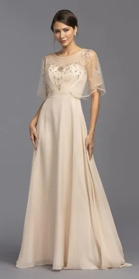 Aspeed M2276 A-Line Long Dress with Beaded Poncho