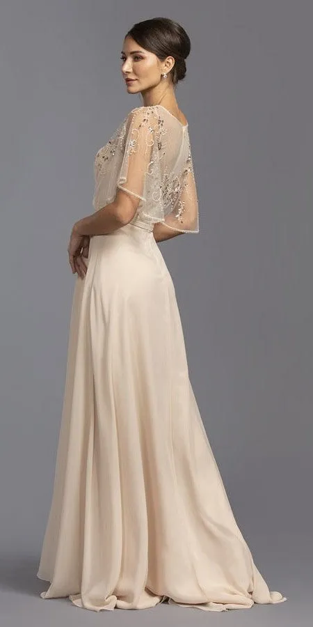 Aspeed M2276 A-Line Long Dress with Beaded Poncho