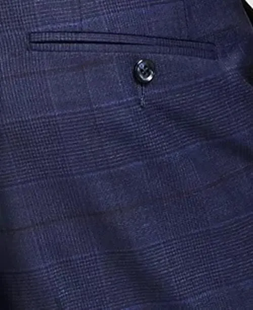Bar Iii Mens Slim fit Dress Pants 36 / 30 Navy Blue Plaid