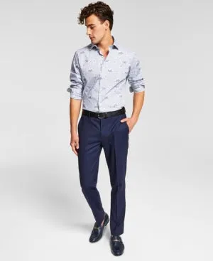 Bar Iii Mens Slim fit Dress Pants 36 / 30 Navy Blue Plaid