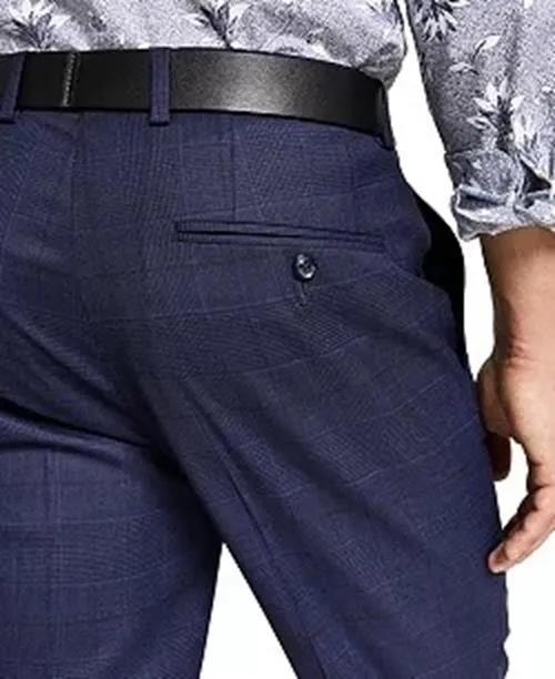Bar Iii Mens Slim fit Dress Pants 36 / 30 Navy Blue Plaid