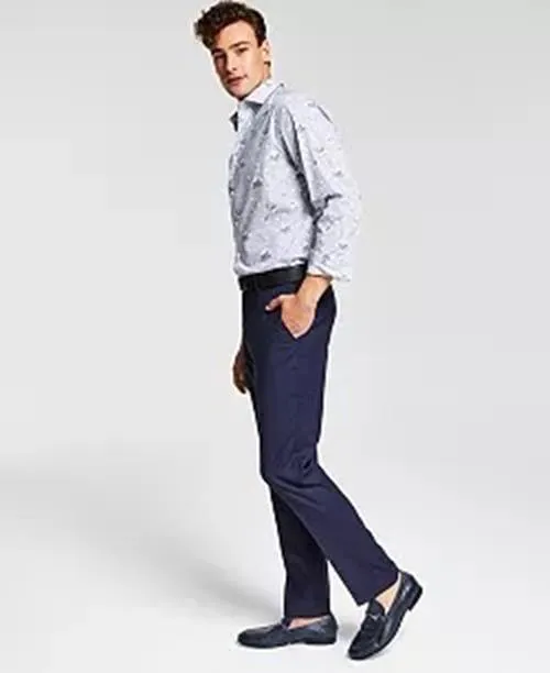 Bar Iii Mens Slim fit Dress Pants 36 / 30 Navy Blue Plaid