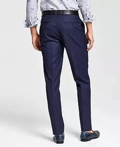 Bar Iii Mens Slim fit Dress Pants 36 / 30 Navy Blue Plaid