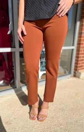 Believe In Us Rust High Waisted Slim Straight Magic Pants