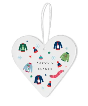 Belly Button Welsh Hanging Decoration - Ditsy Jumpers Nadolig Llawen