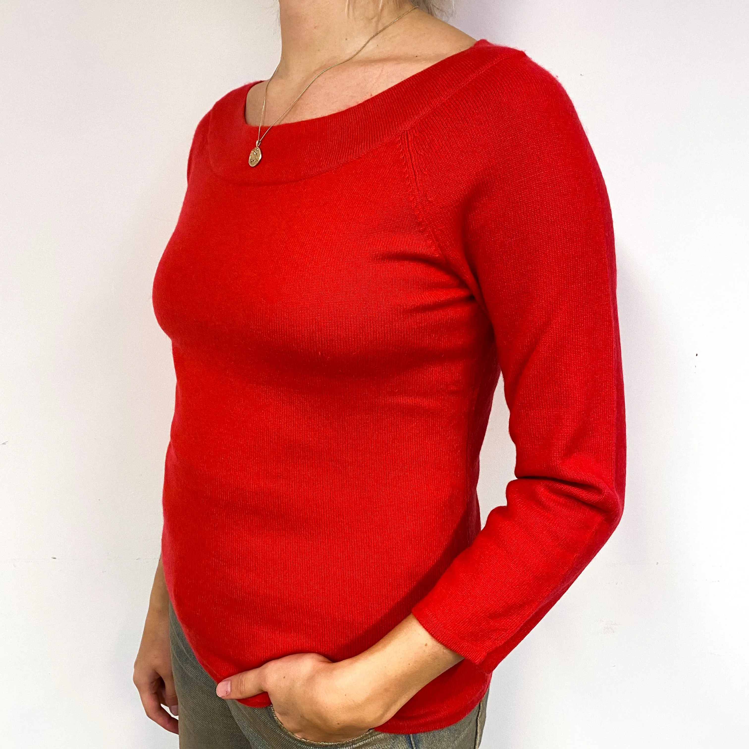 Berry Red Cashmere Boat Neck Jumper Small