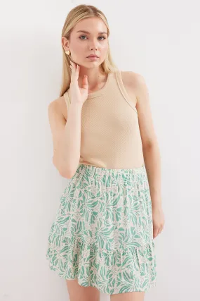 BGD Women Patterned Viscose Mini Skirt - Dark Green - Avondale