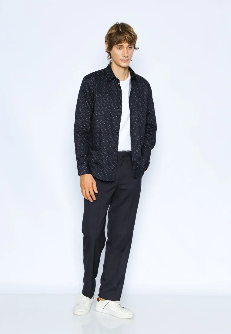 Black Geometric Print Slim Fit Shirt