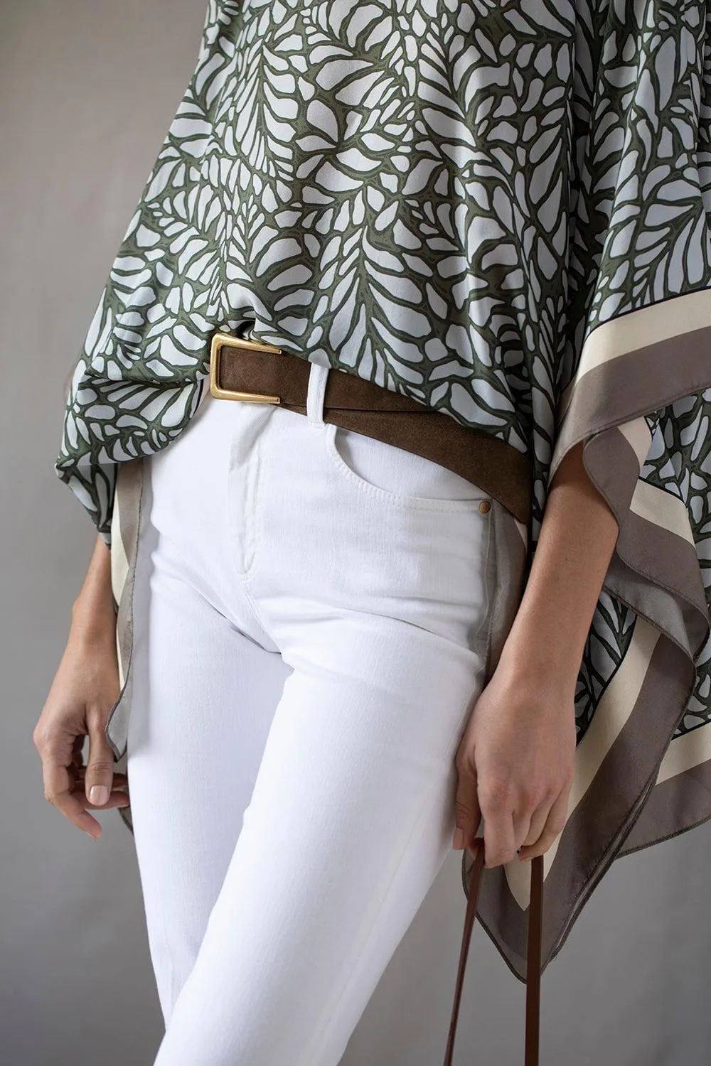Botanical Silk Button Poncho