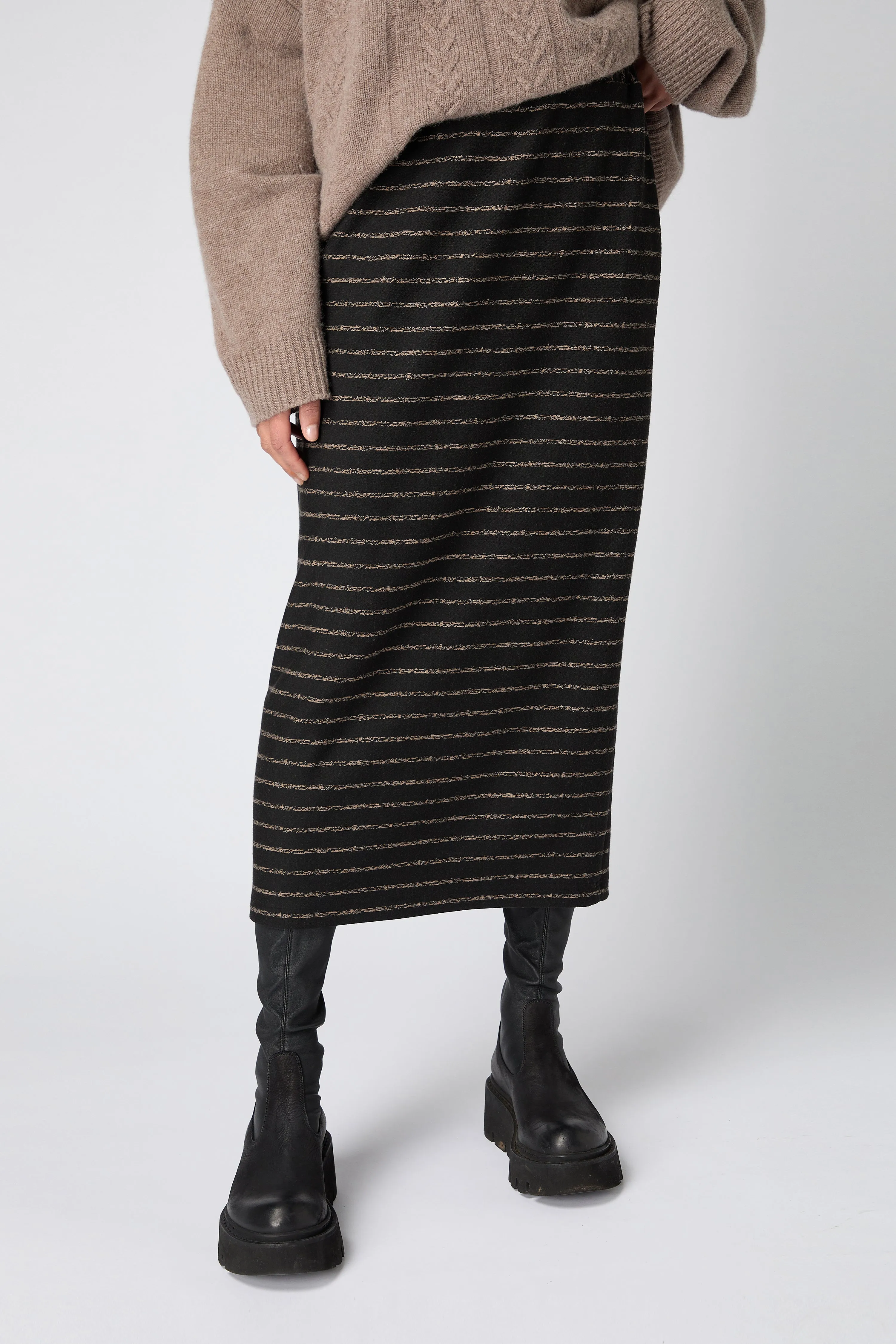 Broken Stripe Skirt - Black