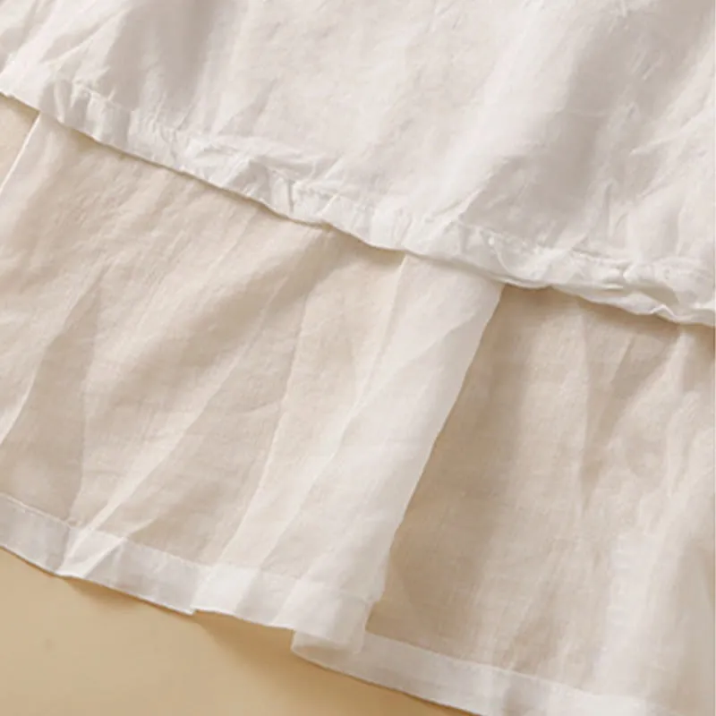 Buddha Stones Plain Lace Up Elastic Waist Linen Women's Skirt With Pockets