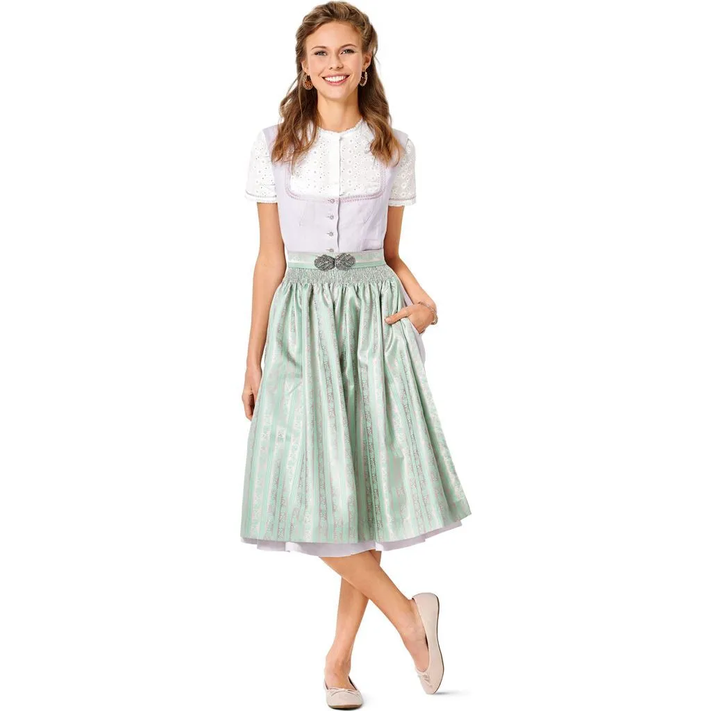 Burda Style Pattern B6268 Misses' Jumper Dress in Dirndl-Style, Blouse and Apron