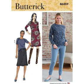 Butterick Pattern B6859 Misses' Knit Dress, Tops, Skirt and Pants