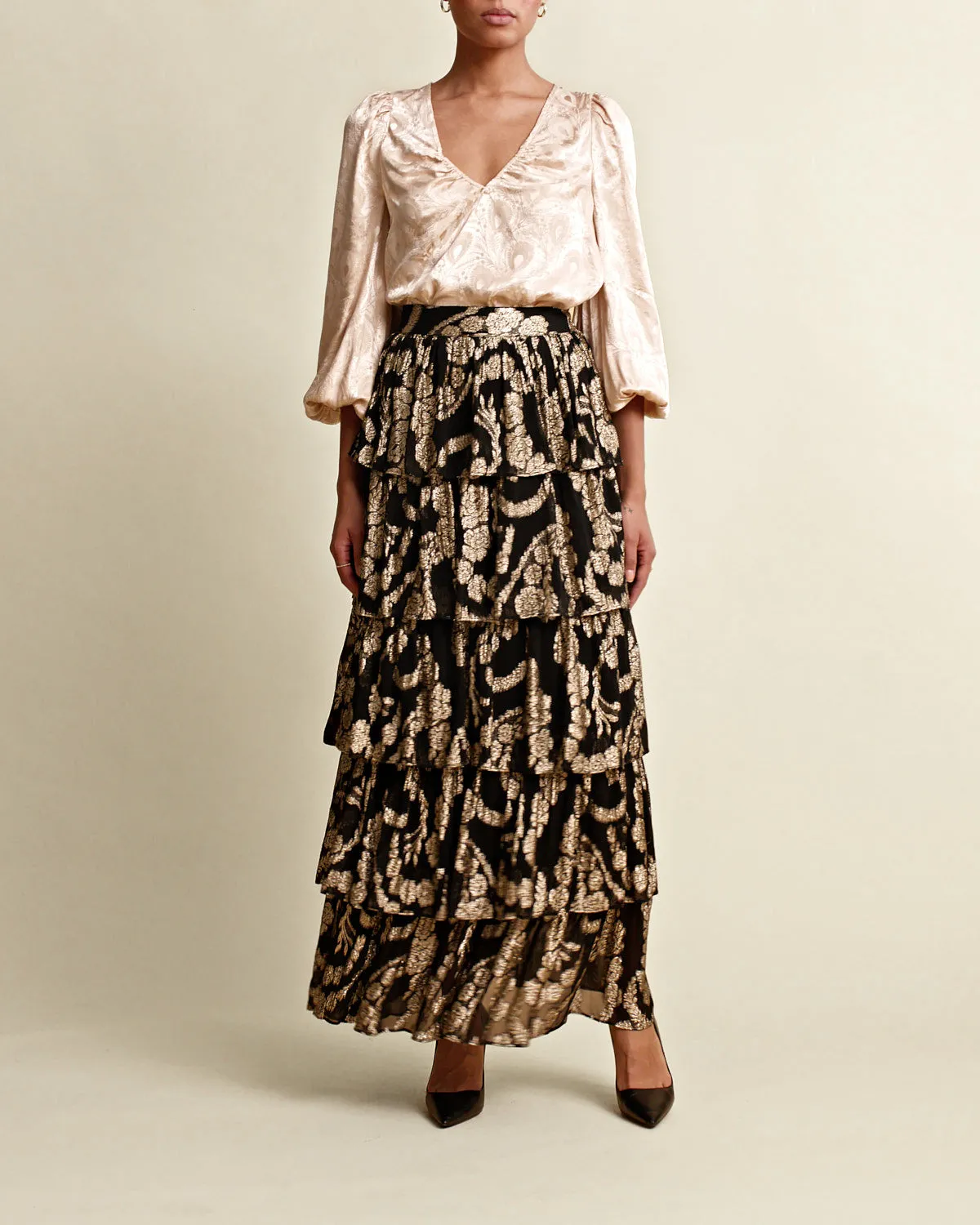 byTiMo - Brocade Georgette Ruffle Skirt