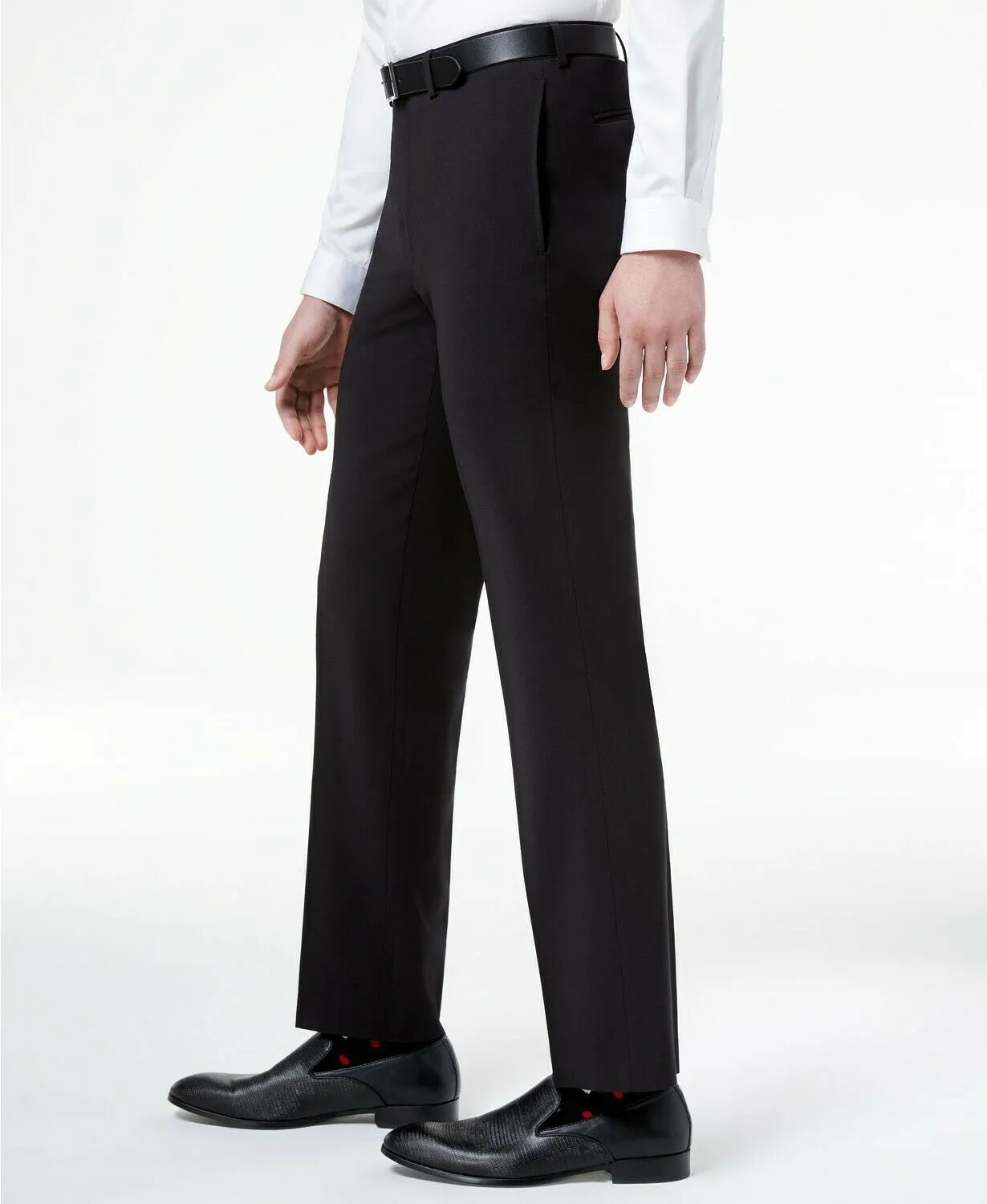 Calvin Klein Mens Slim fit Dress Pants Pants 33 / 32 Black Solid Stretch