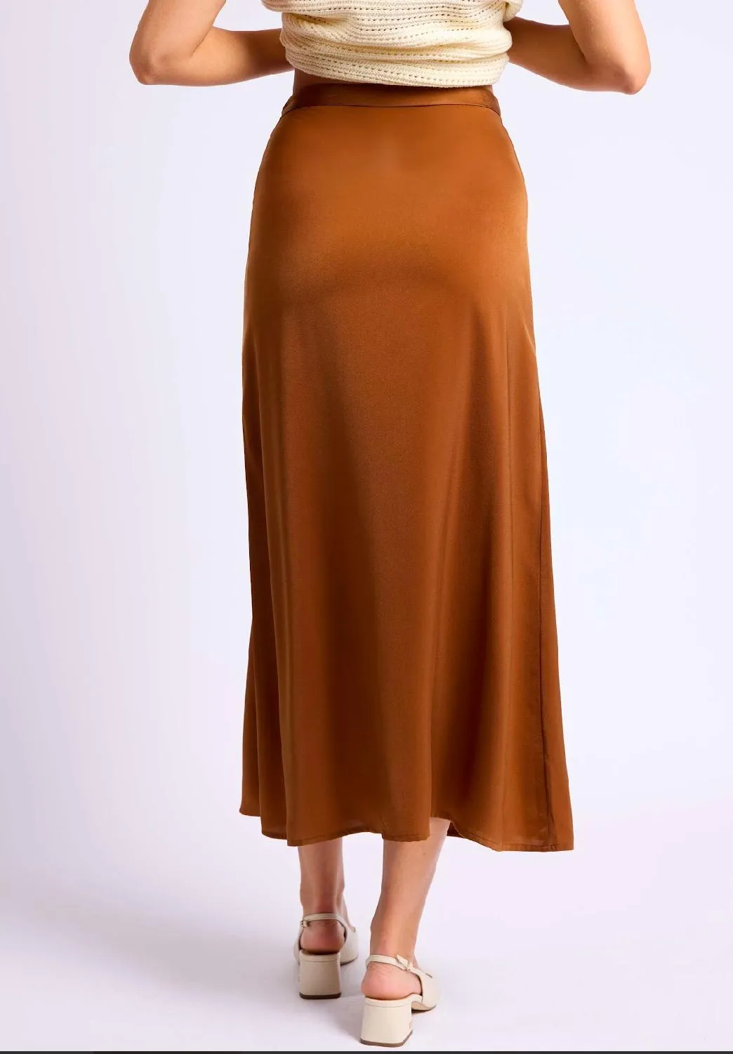 Caramel Bias Cut Maxi Skirt