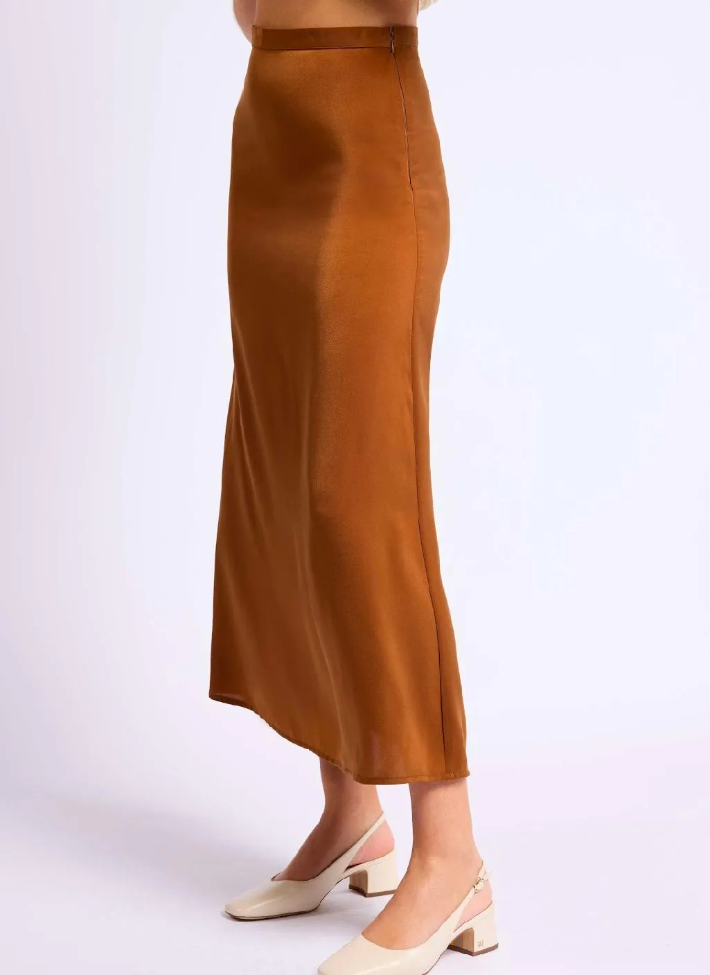 Caramel Bias Cut Maxi Skirt