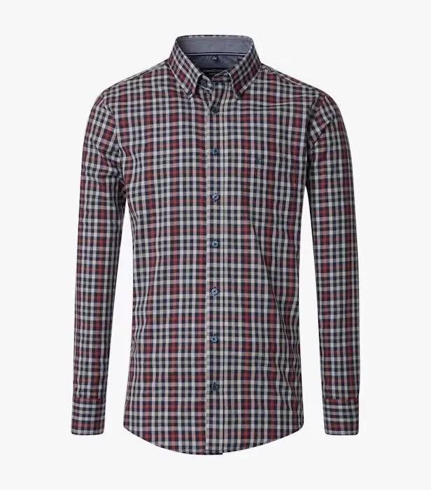 Casa Moda Casual Fit Long Sleeve Check Shirt - Red