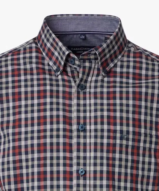 Casa Moda Casual Fit Long Sleeve Check Shirt - Red