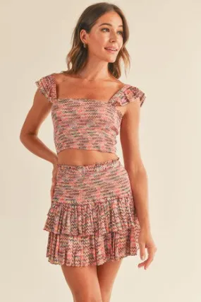 CHERIE PRINTED RUFFLE SKIRT