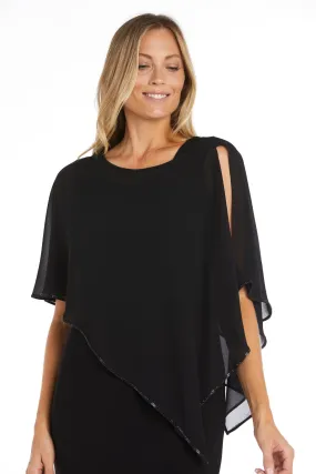 Chiffon Poncho with Rhinestone Trim Around The Edges