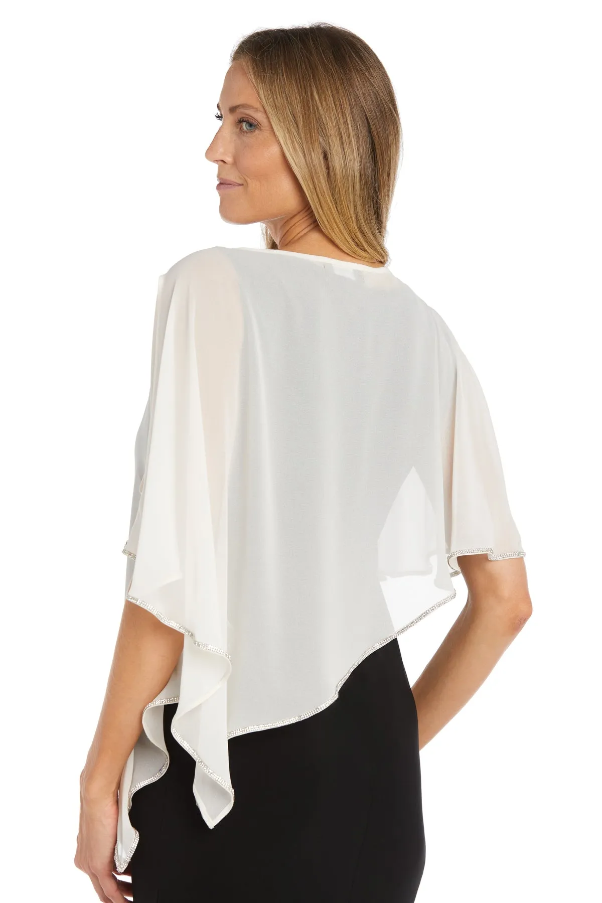 Chiffon Poncho with Rhinestone Trim Around The Edges