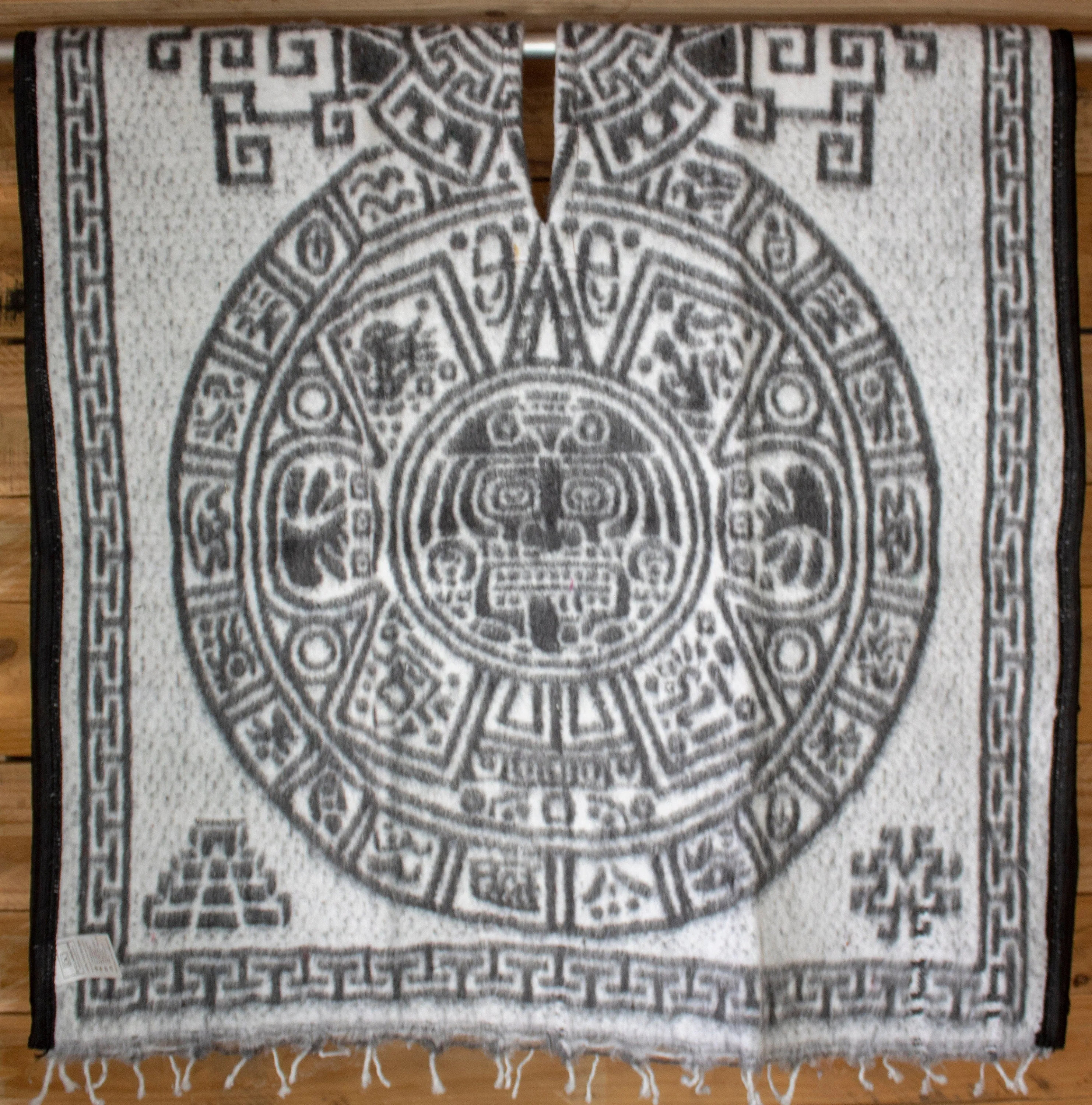 CHILDRENS YOUTH kids AZTEC Calendar Sol Azteca 2 sided reversible Mexican Poncho rebozo gaban Zarape