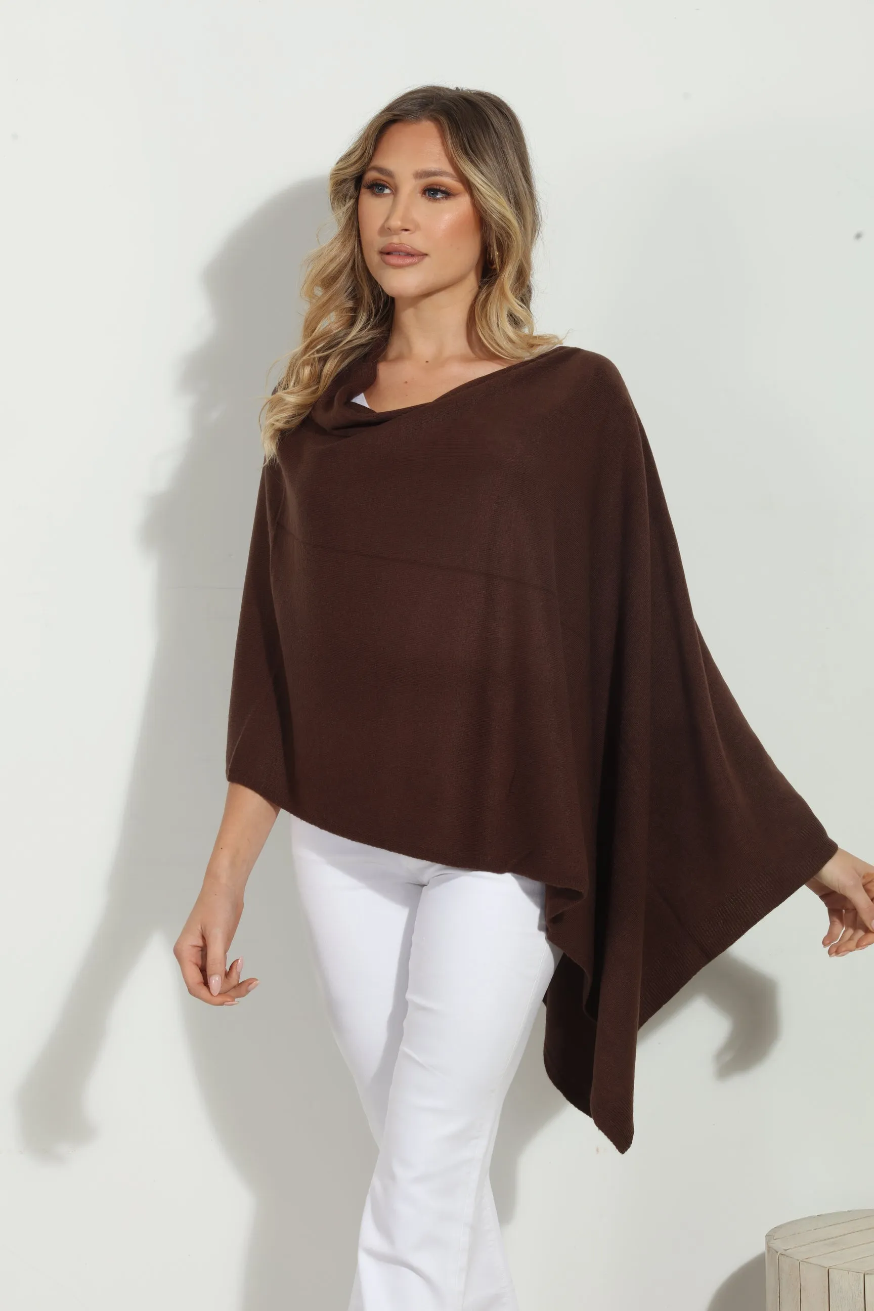 Chocolate Throw-On Poncho -NEW COLOR