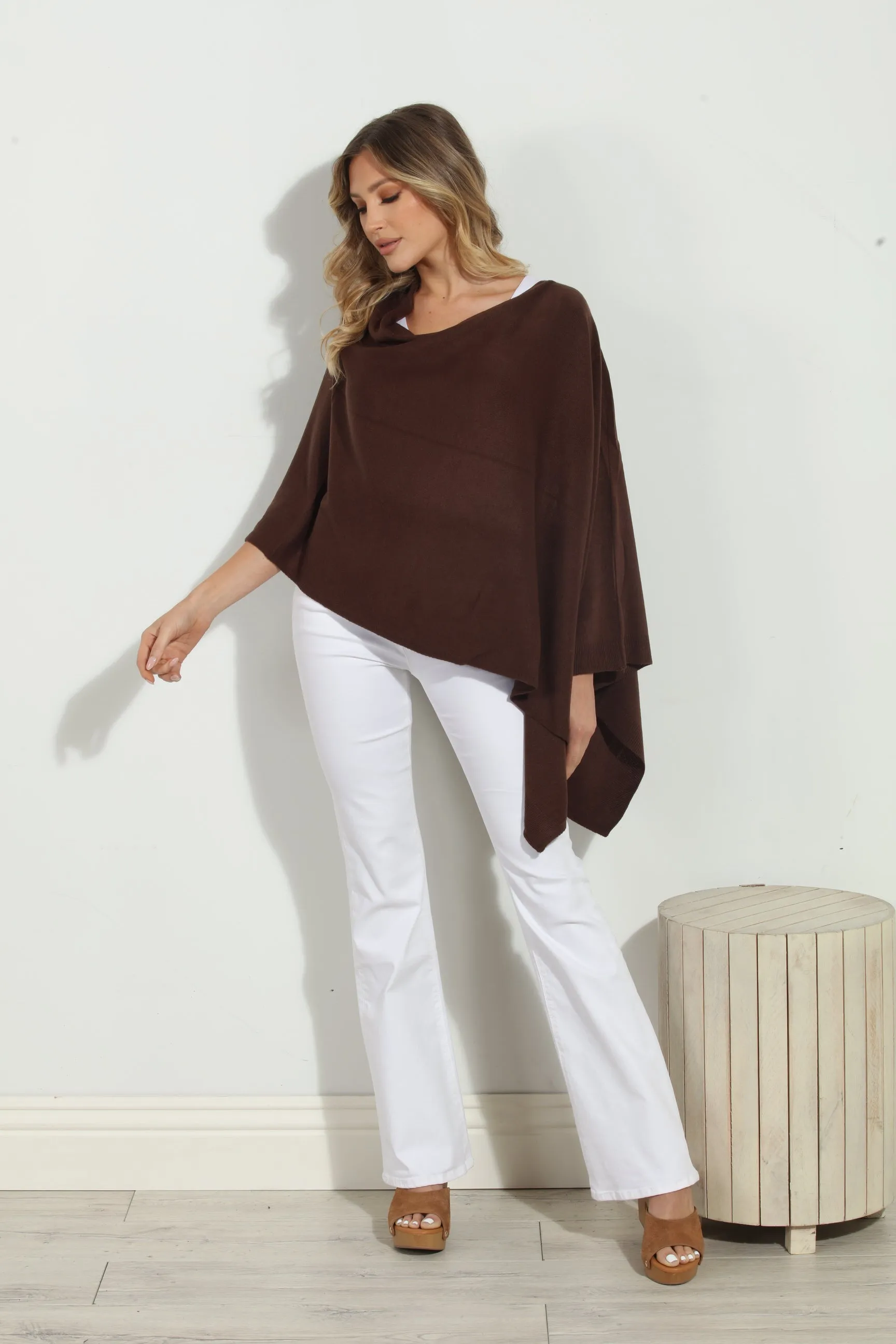 Chocolate Throw-On Poncho -NEW COLOR