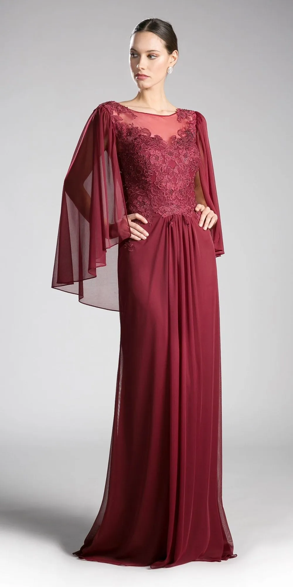 Cinderella Divine OC0001 Floor Length Formal Dress Appliqued Poncho