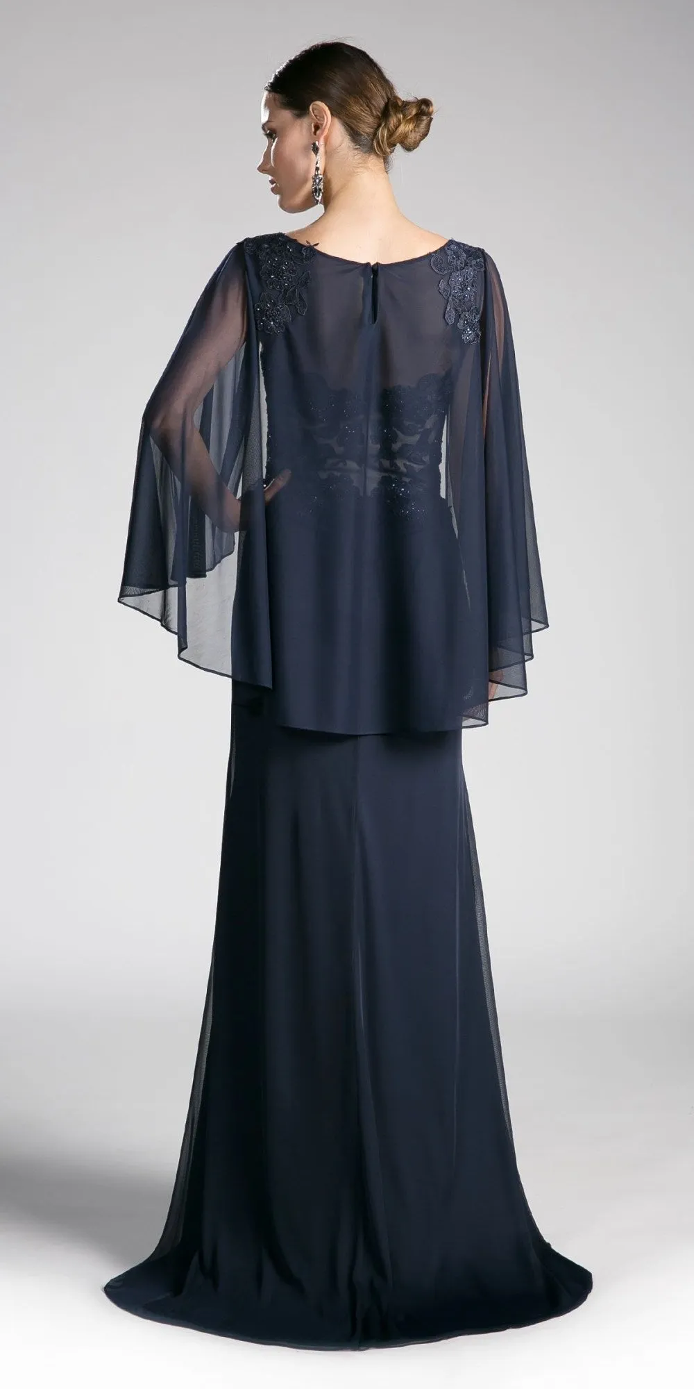 Cinderella Divine OC0001 Floor Length Formal Dress Appliqued Poncho