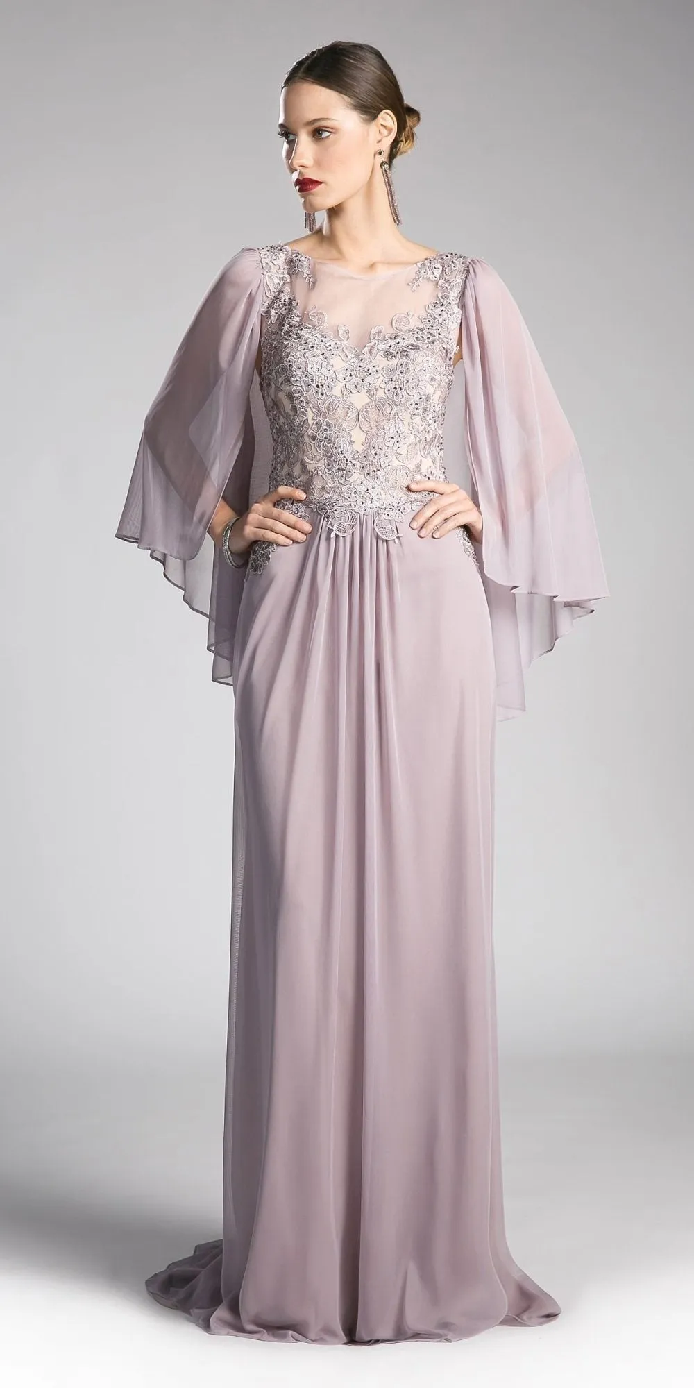 Cinderella Divine OC0001 Floor Length Formal Dress Appliqued Poncho
