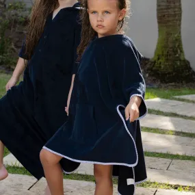 Coco Blanc Navy Terry Poncho