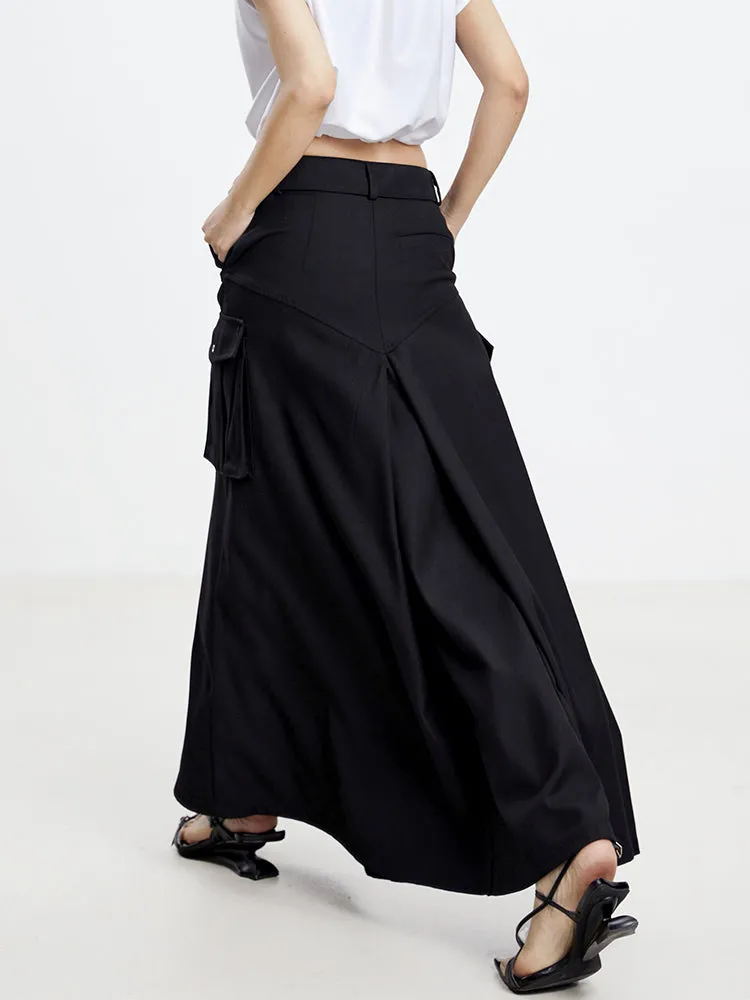 Cool Belt Flare Long-Skirt