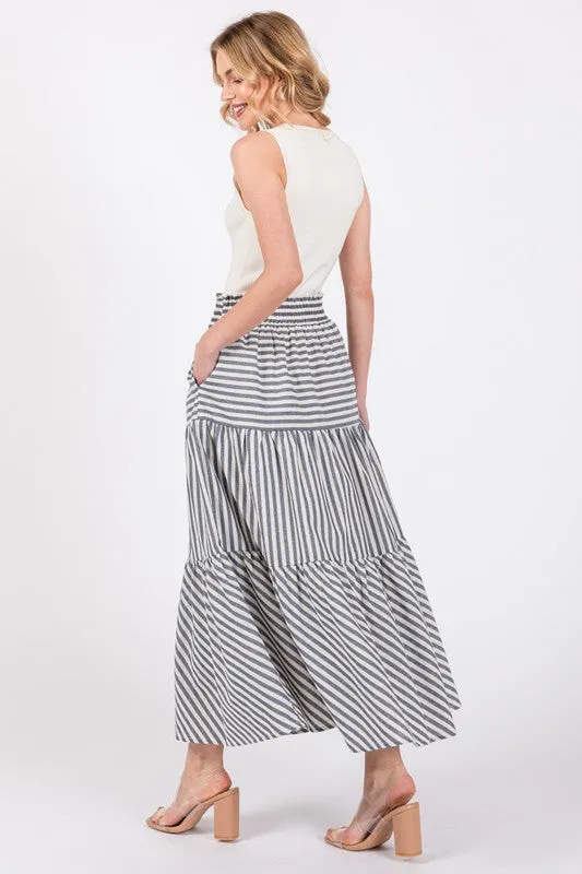 Cotton Striped Maxi Skirt